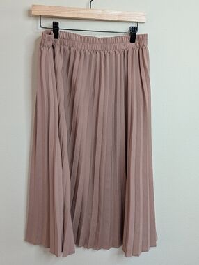 Sadie & Love Pleated Midi Skirt XL Blush Mauve Elastic Waist Chiffon